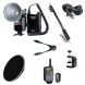 Godox WITSTRO ad-360 Flash Kit mit Schwarz PB960 Akku Power + Wireless ft-16 Trigger + Licht Boom + Verlängerungskabel + Beauty Dish mit Grid + db-02 + Q-Type Clip-08